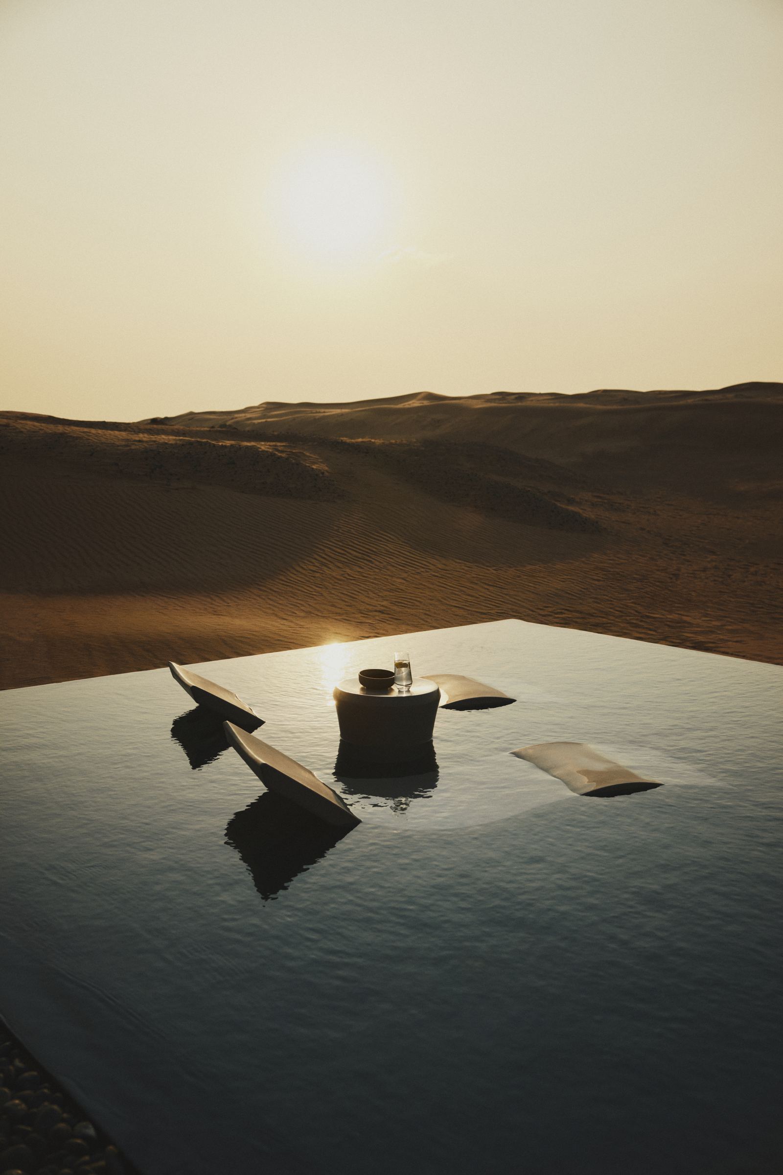 A private pool at sunset